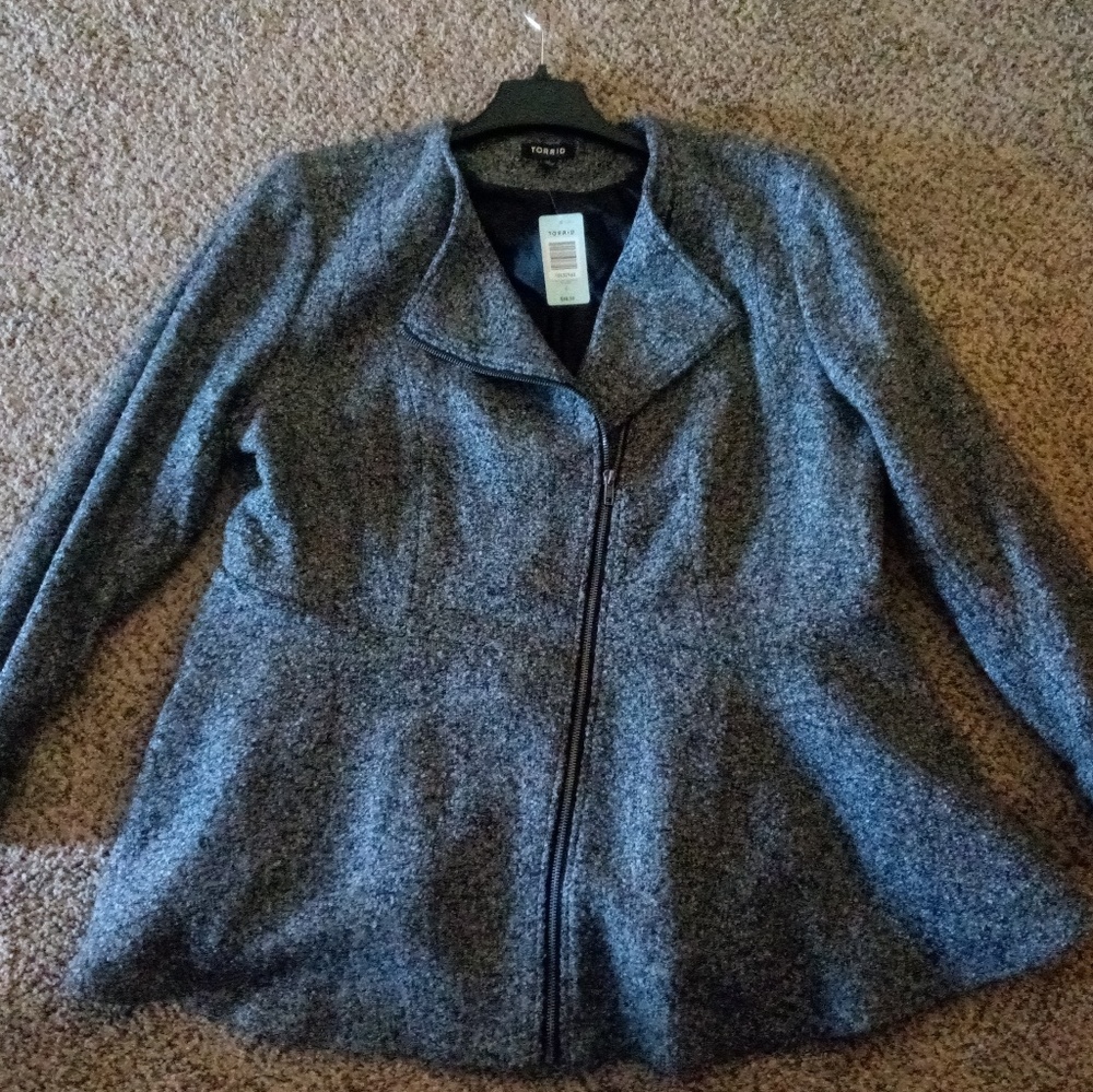 NWT Torrid marled black and white wool coat